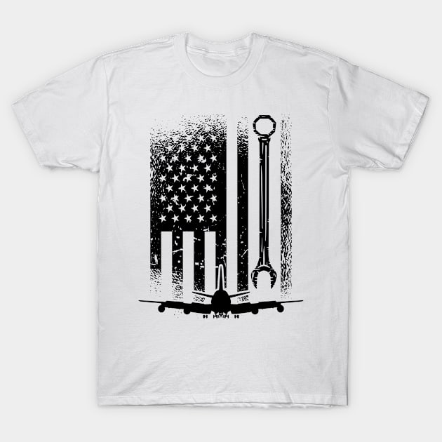 Aircraft Mechanic Aviation Flag Plane Pilot Planes T-Shirt by T-Shirt.CONCEPTS